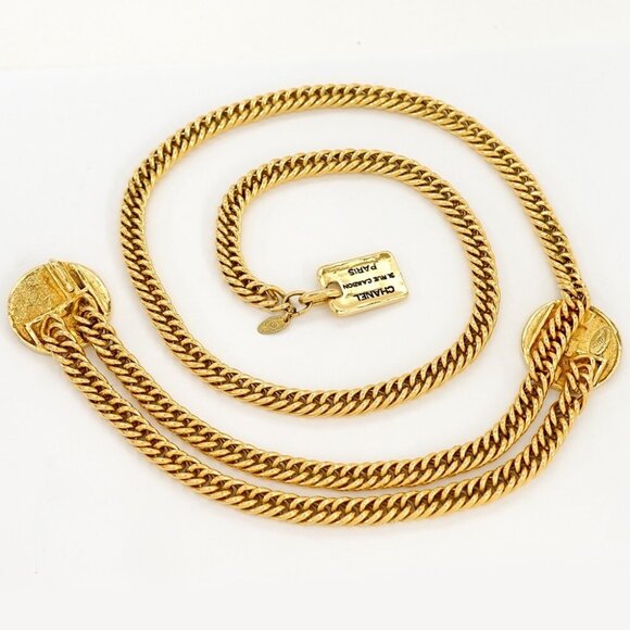 CHANEL 31 Rue Cambon PARIS Double Chain Belt 35" Gold Tone Auth #5571 - Picture 2 of 6